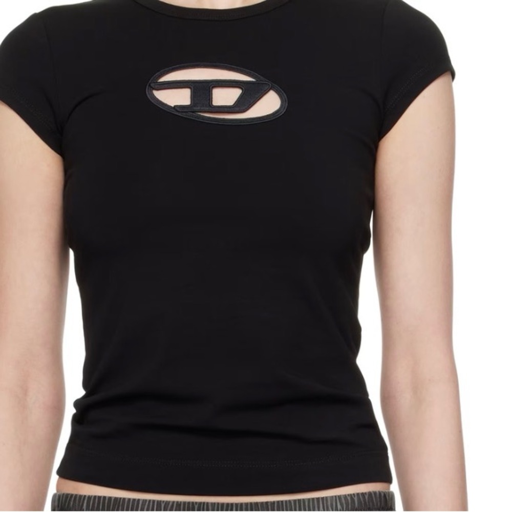 Diesel Black Short Sleeve Logo Cutout Tee
